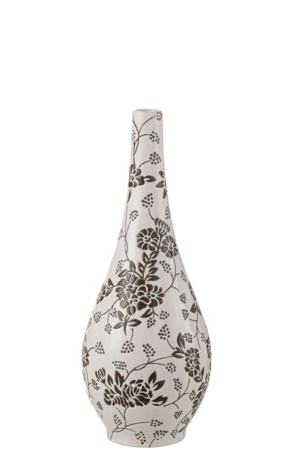 VASE ZEN PEAR PORCELAIN WHITE/BLACK