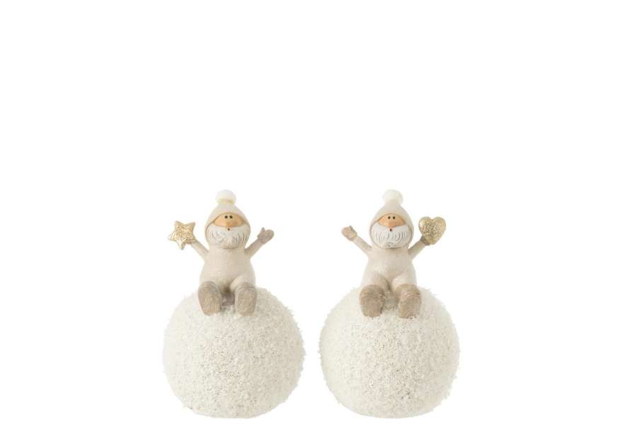 SANTAS ON BALL STAR HEART POLY GREY ASSORTMENT OF 2