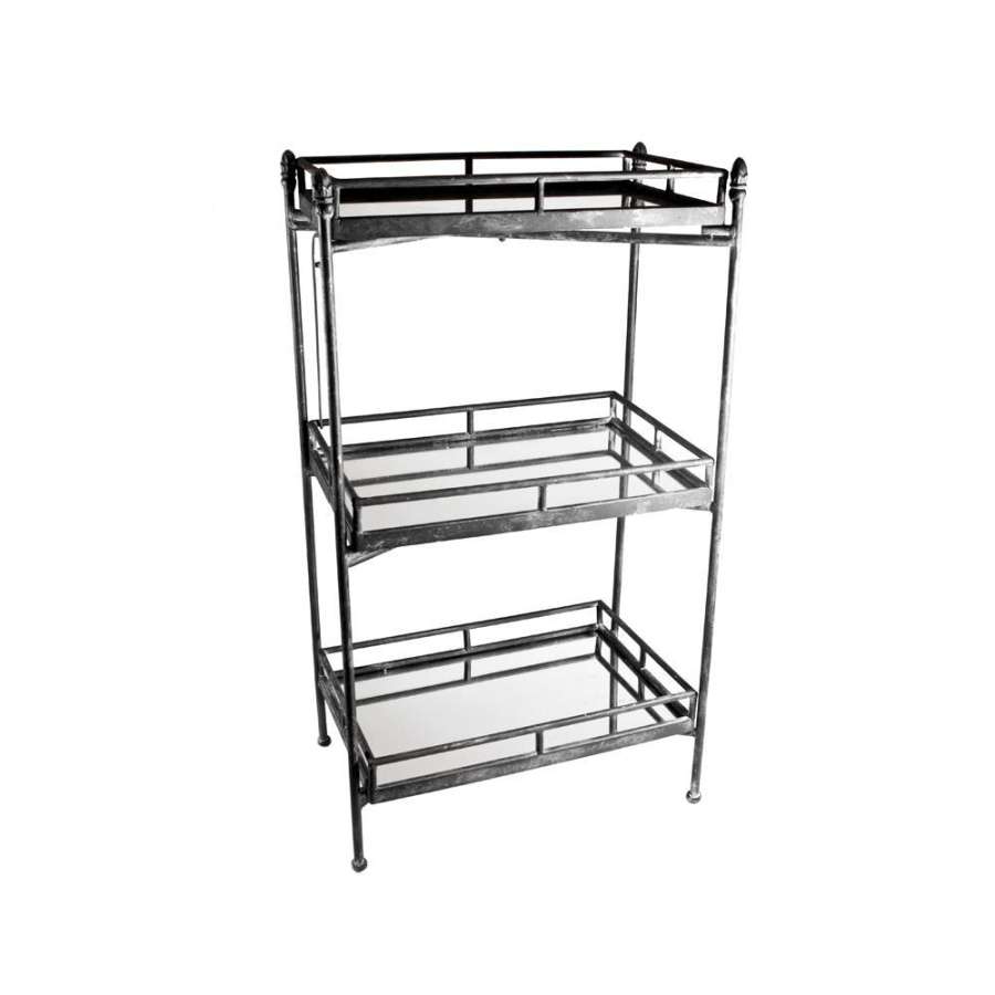 Bord 3Etg. Metall/Speil Mørk 51X32X89Cm