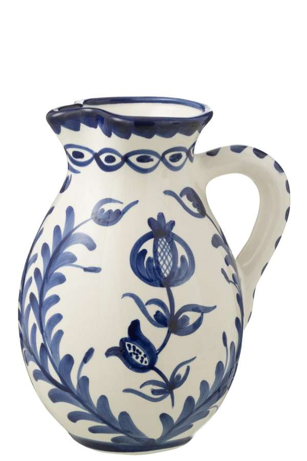 PITCHER GRANADA CERAMIC WHITE/COBALTO BLUE LARGE