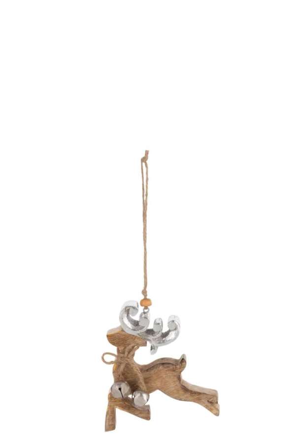 HANGER REINDEER MANGO WOOD NATURAL/SILVER