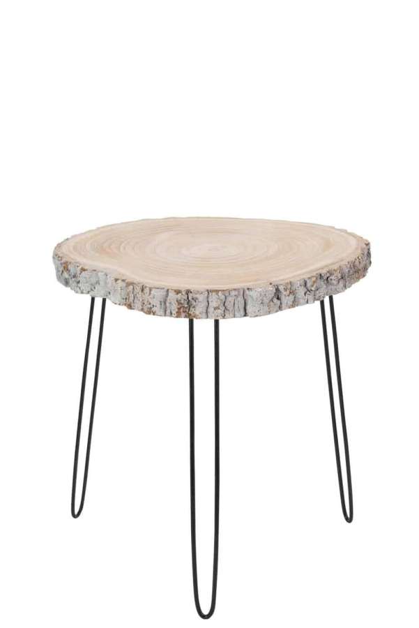 SIDETABLE PAULOWNIA WOOD/IRON GREY WASH LARGE