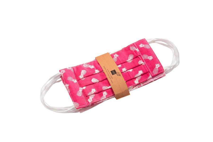 BAG OF 7 MOUTH MASKS PATTERNS COTTON PINK