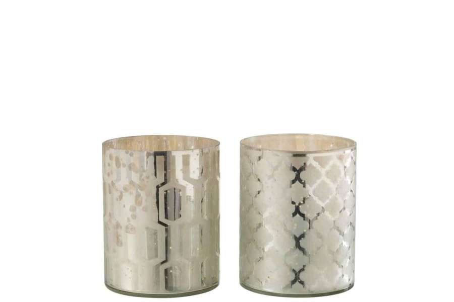 HURRICANE GLASS SILVER SMALL ASSORTMENT OF 2