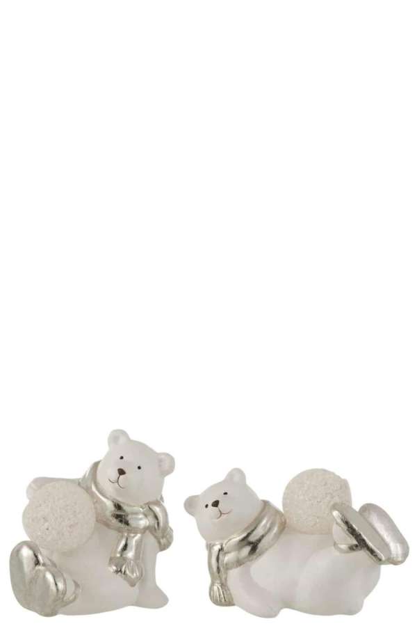 POLAR BEAR LED LYING PORZ WHITE/SILVER ASSORTMENT OF 2
