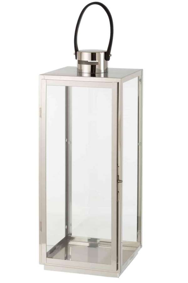 LANTERN SQUARE METAL/GLASS SILVER