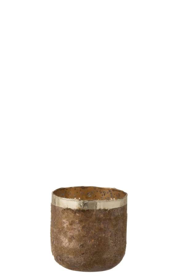 TEALIGHT HOLDER FROSTY ROUND GLASS OLD PINK MEDIUM