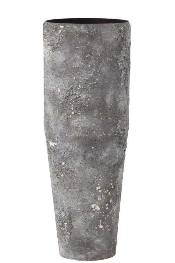 VASE CYLINDER ROUGH METAL GREY