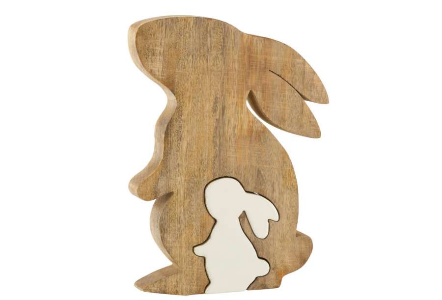 RABBIT PROFILE SILH MANGO WOOD WHITE/NATURAL LARGE