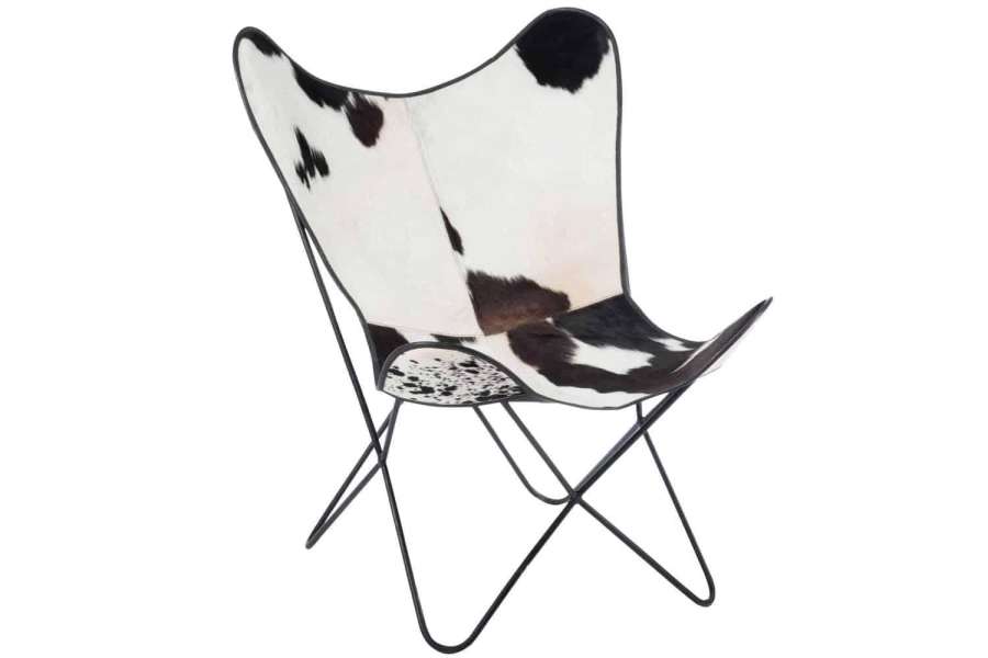 LOUNGE CHAIR COWHIDE/METAL WHITE/BLACK