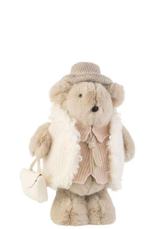 BEAR TIE BAG TEXTILE BEIGE SMALL