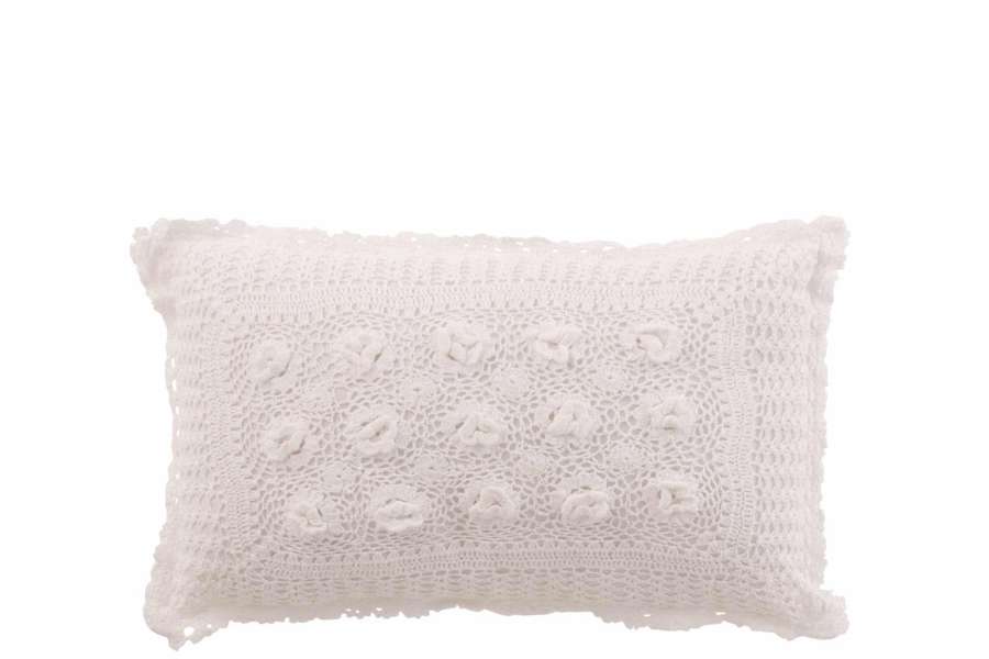 CUSHION RECTANGLE LACE COTTON WHITE