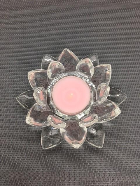 Telysestake i Glass  utformet som  en blomst  -11Cm