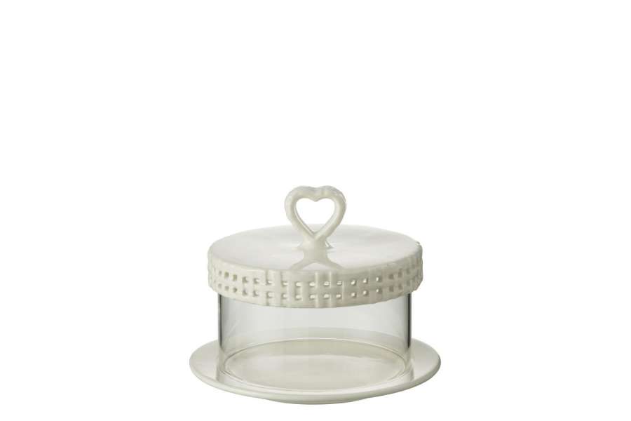 CAKE PLATE UNDER GLASS CERAMIC WHITE SMALL