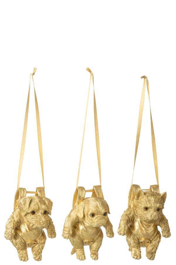 DOG RESIN GOLD COLORED ASSORTMENT OF 3