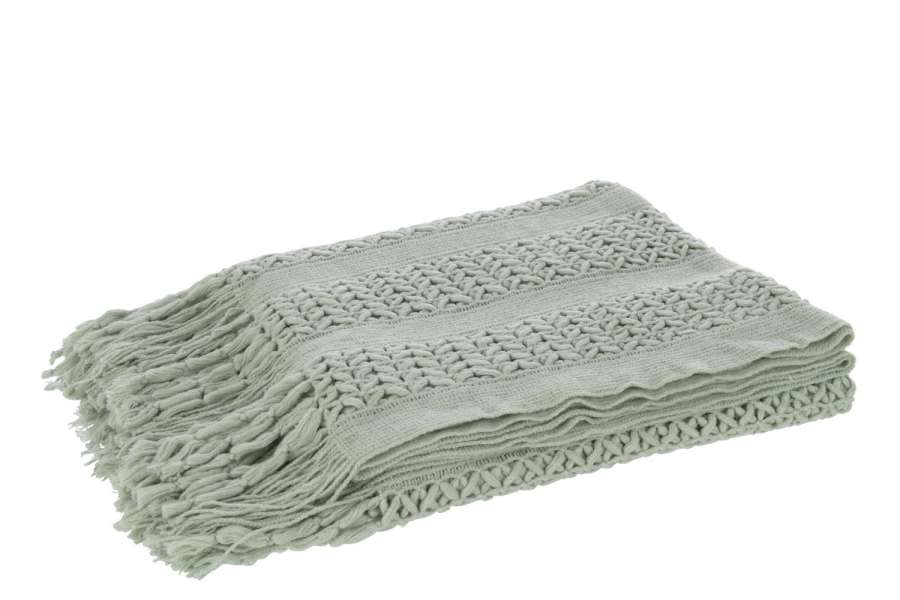 PLAID KNITTED ACRYLIC LIGHT GREEN