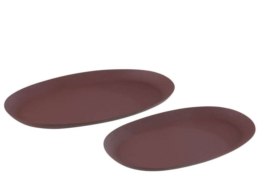 SET OF 2 PLATES MAROON RUST