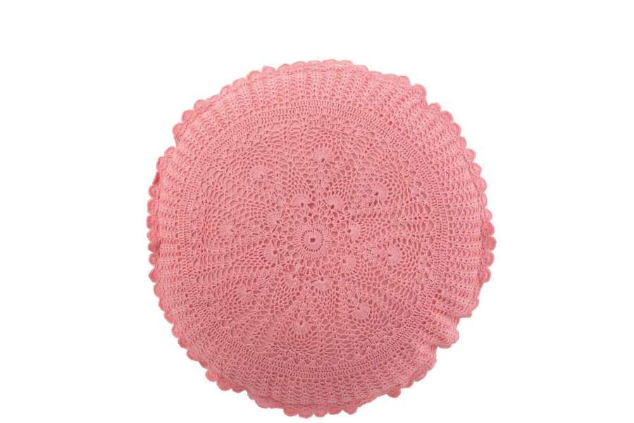 CUSHION ROUND MIA LACE COTTON PINK