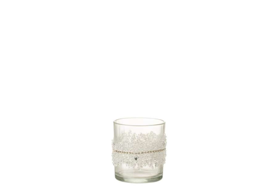 TEALIGHT HOLDER SUGAR MIDDLE DIAMONDS LINE GLASS CLEAR SMALL