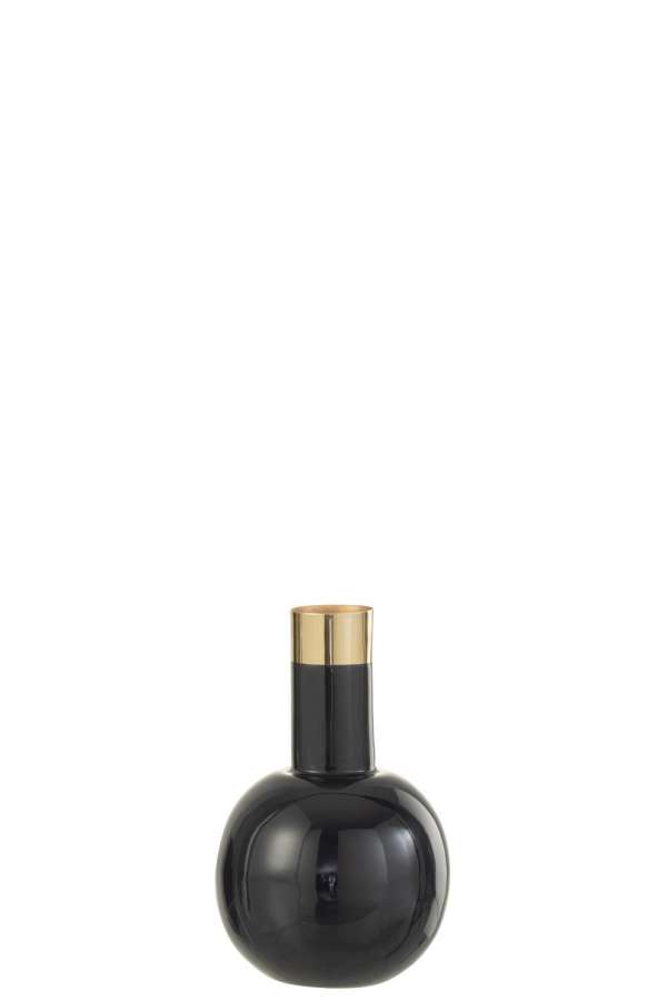 VASE GOLD BORDER METAL SHINY DARK BLUE