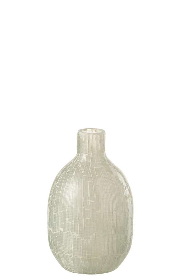 VASE MOSAIC ROUND GLASS LIGHT GREY