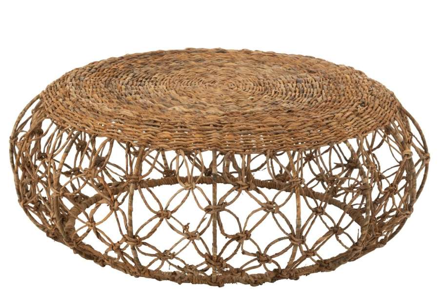 COFFEE TABLE SAUCER IRON/BANANA LEAF NATURAL