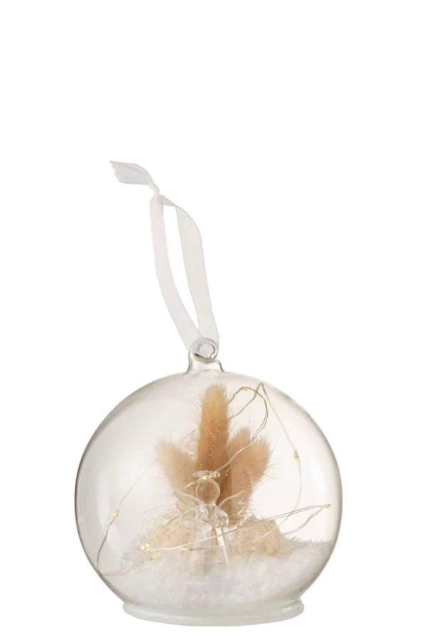 CHRISTMAS BAUBLE LED ANGEL GLASS WHITE
