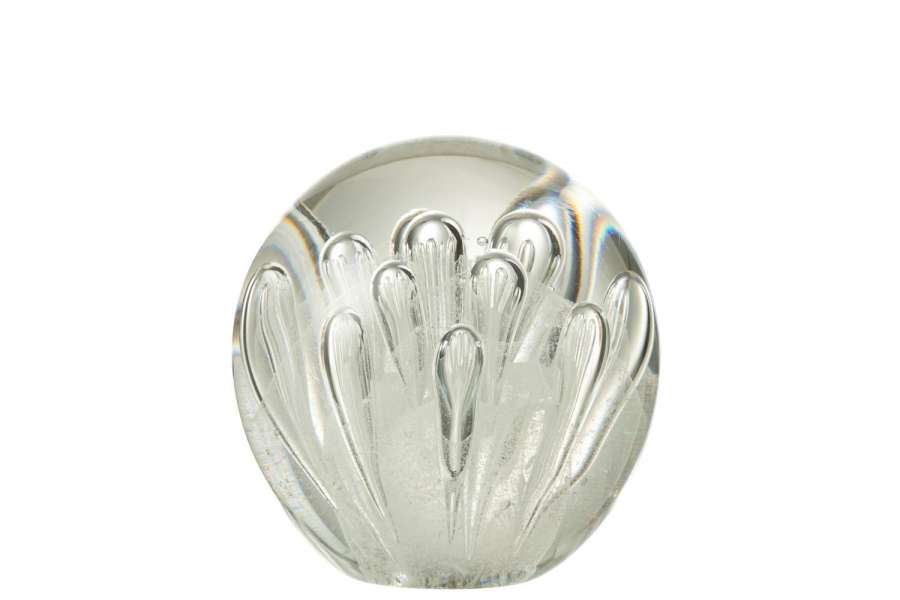 PAPERWEIGHT BUBBLES GLASS WHITE LARGE