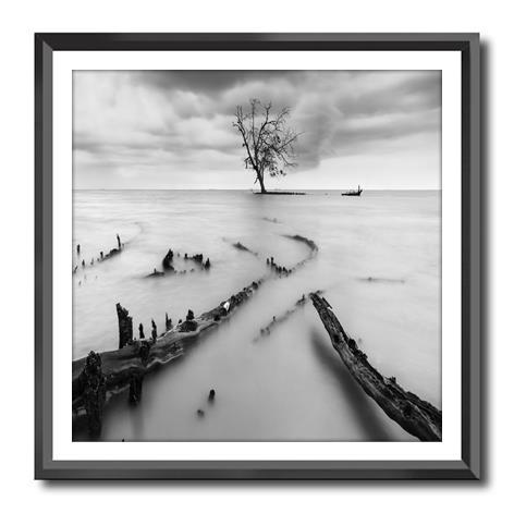 Bilde m/Ramme/Glass og passpartout. Foto Sort/Hvitt nr1 - 46x46cm