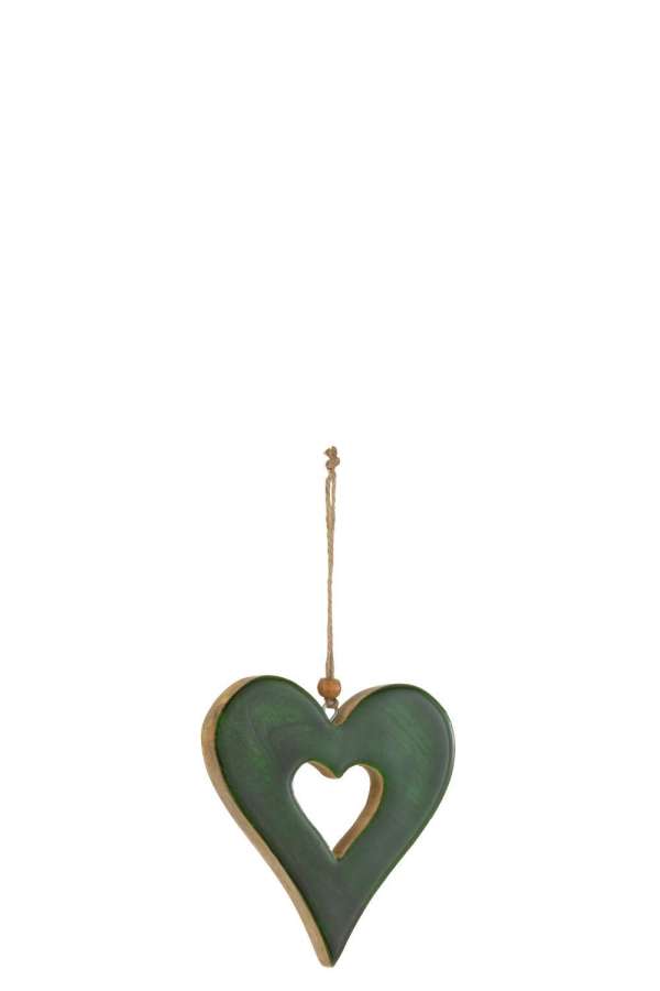 HANGER HEART WOOD GREEN SMALL