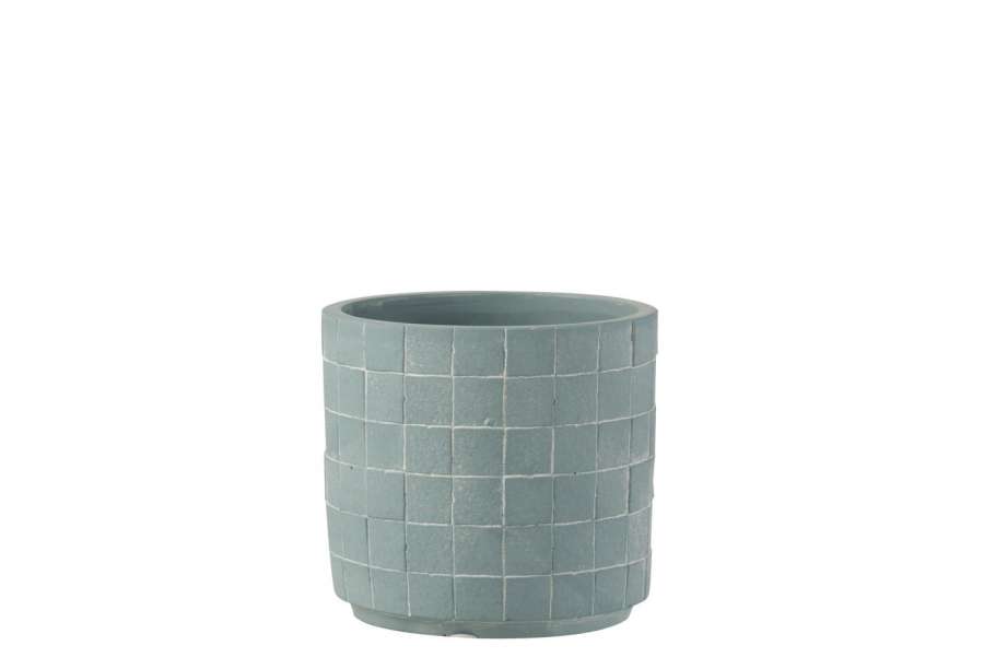FLOWERPOT SQUARE CERAMIC LIGHT BLUE MEDIUM