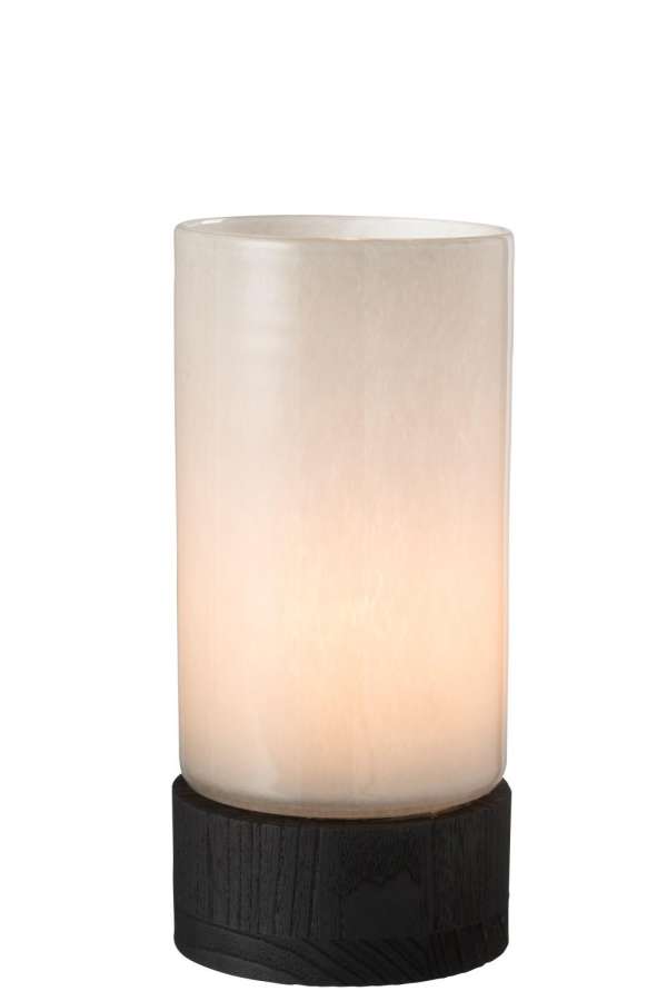CANDLEHOLDER/VASE RAY GLASS/WILLOW WOOD GREY/BLACK MEDIUM