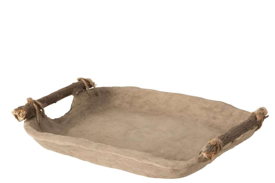 TRAY CHAD PAPIER MACHE BROWN