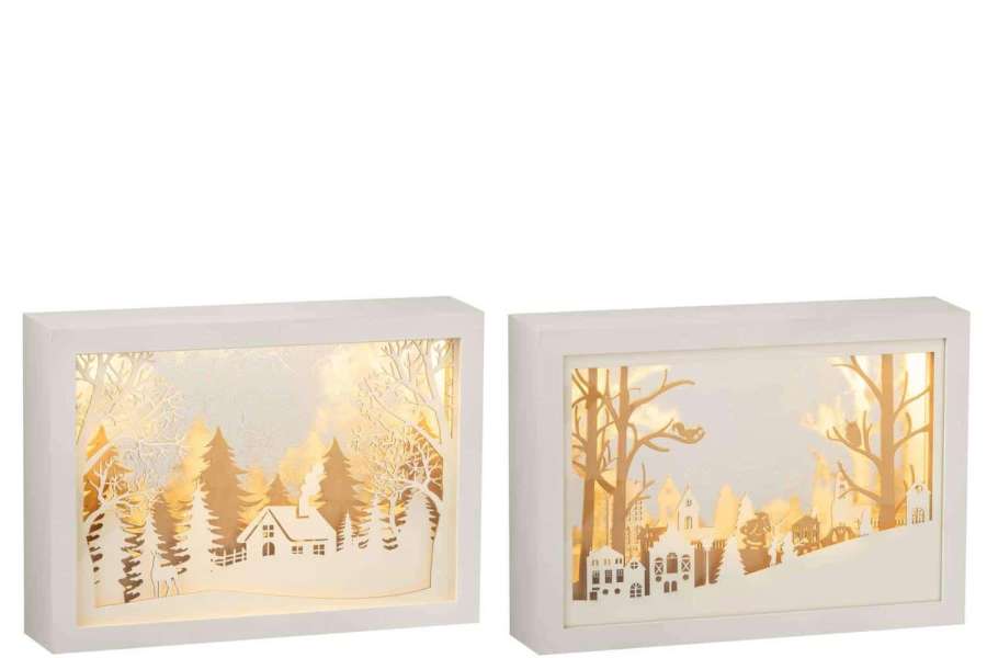 FRAME LOW 3D LED WINTER PVC/GLASS GOLD ASSORTMENT OF 2