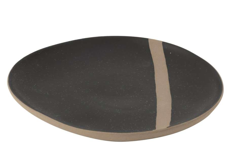 PLATE  CERAMIC BLACK/TAUPE LARGE