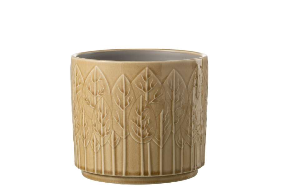 FLOWERPOT LEAF CERAMIC BEIGE LARGE