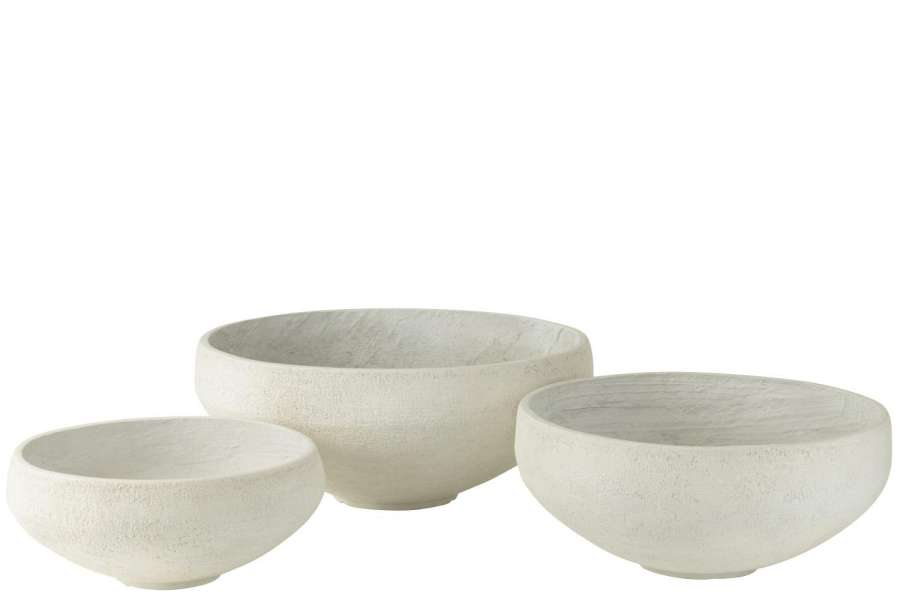 SET OF 3 DISH FIBER CLAY WHITE