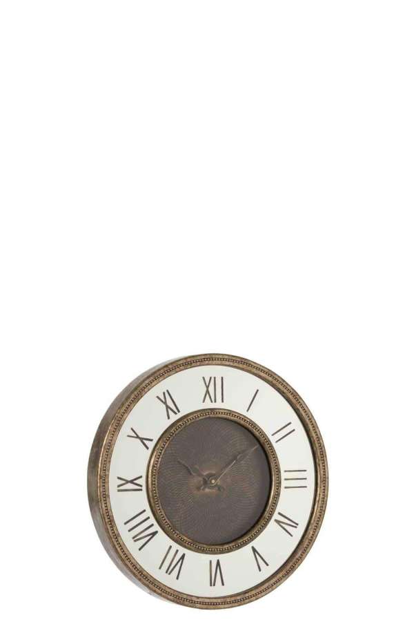 CLOCK ROMAN NUMERALS MIRROR MDF ANTIQUE GOLD SMALL