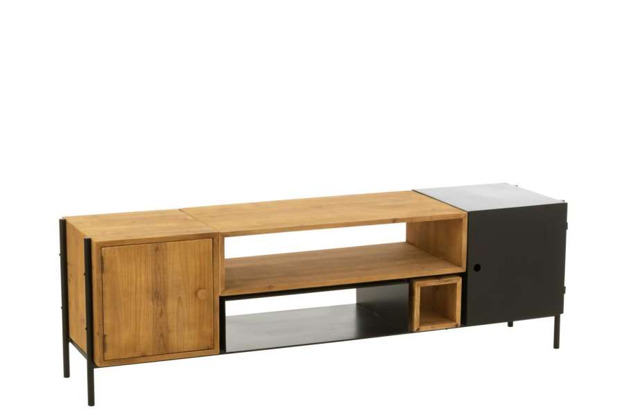TV UNIT TINA FIR WOOD/IRON BLACK/NATURAL