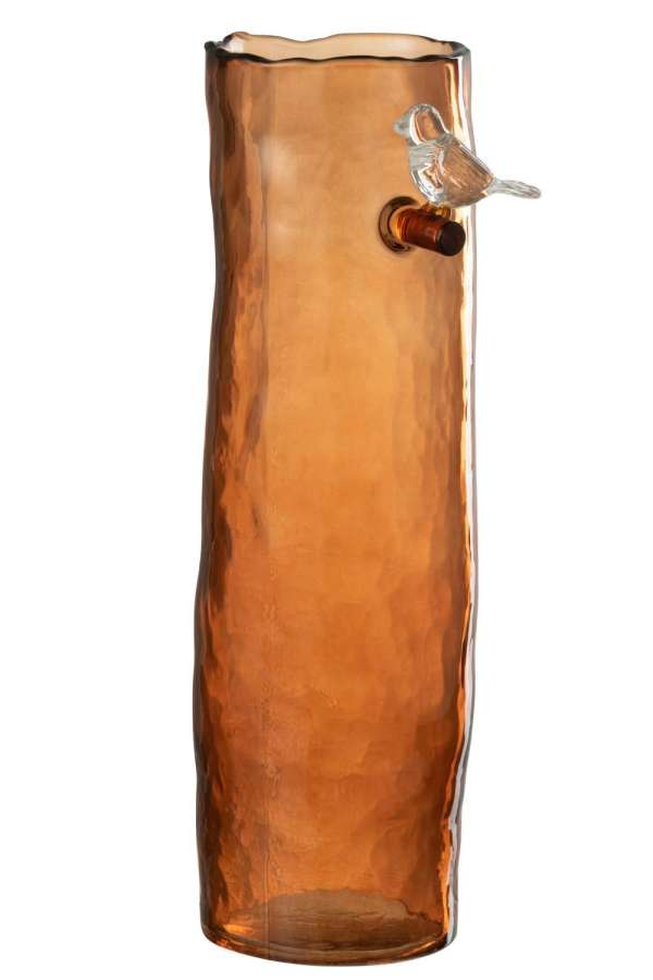 VASE LONG BIRD GLASS ORANGE LARGE