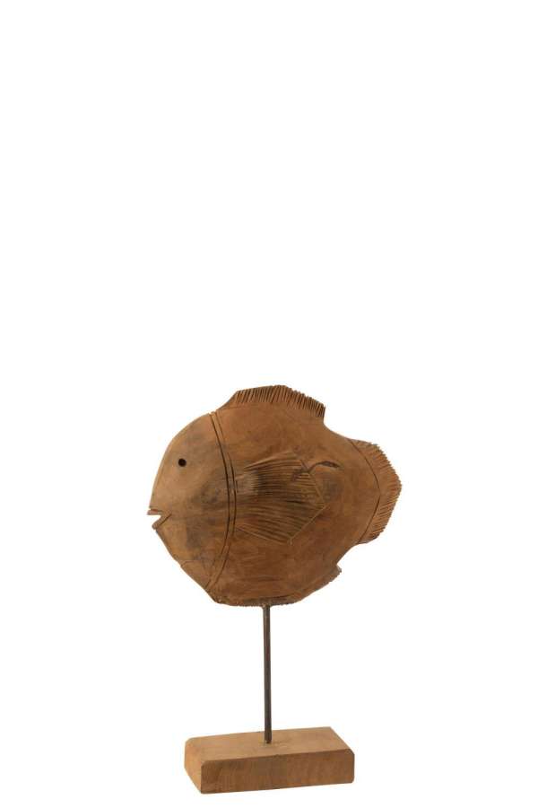 FISH ON FOOT TEAK WOOD NATURAL SMALL