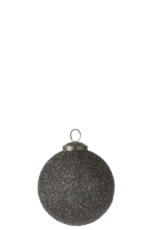 XMAS BAUBLE GLITTER GLASS PURPLE SMALL