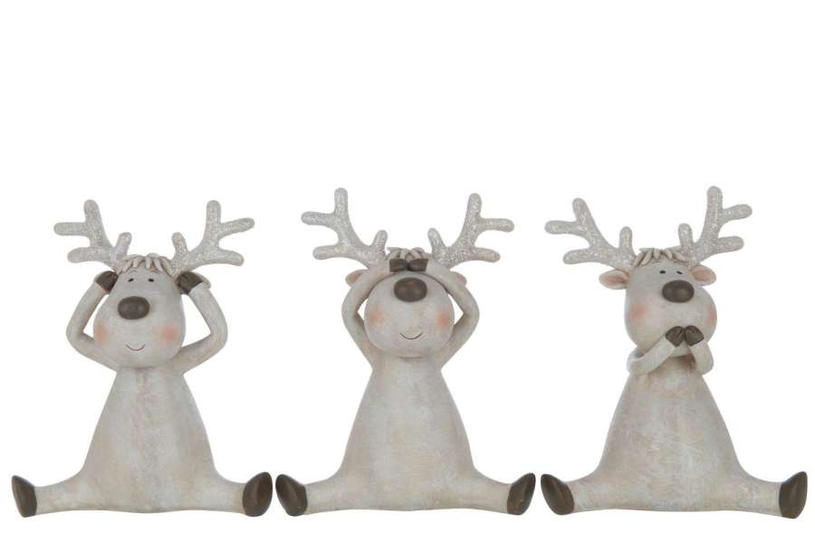 DEER SEE/HEAR/SPEAK SITTING RESIN BROWN LARGE ASSORTMENT OF 3