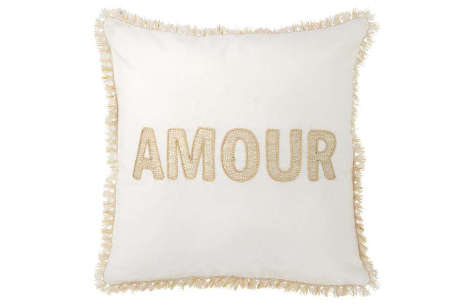 CUSHION AMOUR TEXTILE WHITE/GOLD