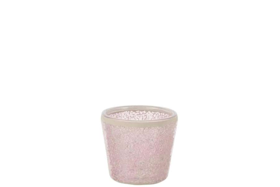 TEALIGHT HOLDER MOSAIC CONIC GLASS PINK