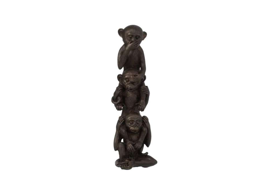 APE IN A ROW SEE/HEAR/SPEAK NO EVIL POLY BROWN