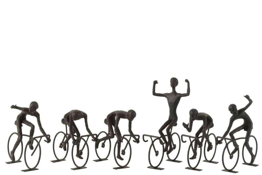 CYCLISTS POLY/METAL BLACK LARGE ASSORTMENT OF 6