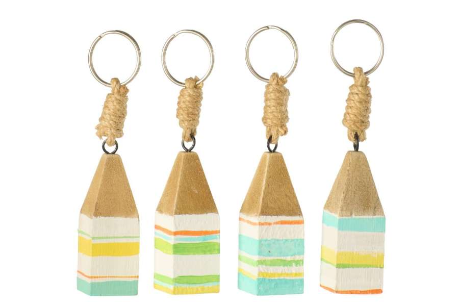 KEYCHAIN HOUSE PAULOWNIA WOOD MULTI ASSORTMENT OF 4