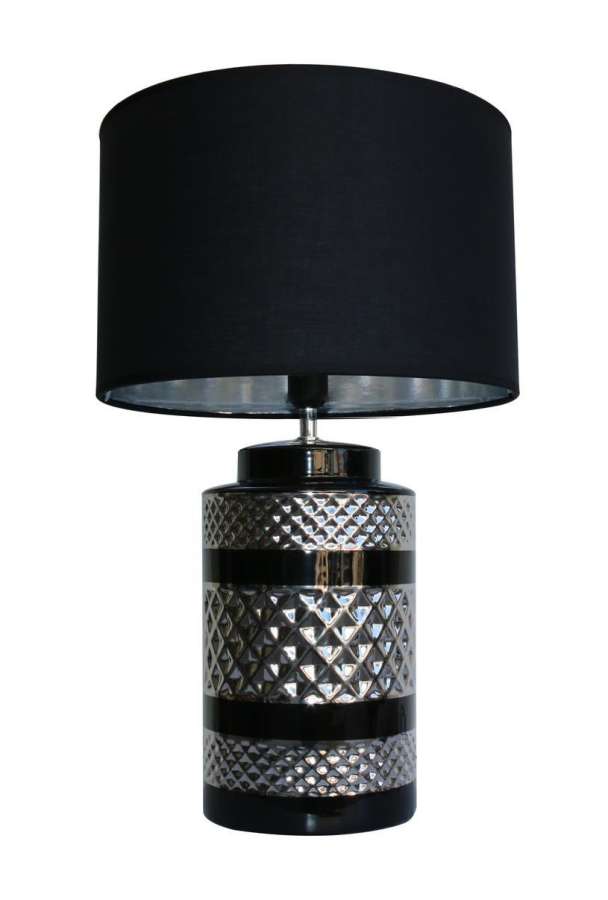 Lampe Base Sort/Sølv/Riller 20X20X43Cm