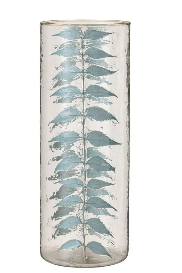 VASE BLUE LEAF GLASS LARGE